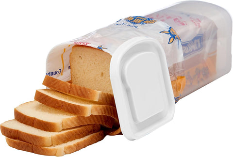 Buddeez Bread Buddy clear plastic body shows bread type and expiration at a glance.