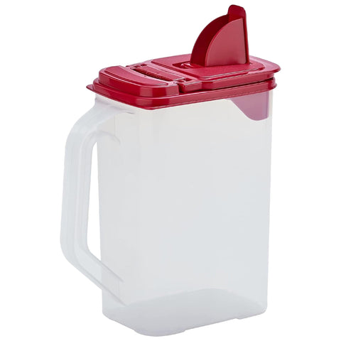 Buddeez four-quart container with red lid showing freshness seal for moisture control