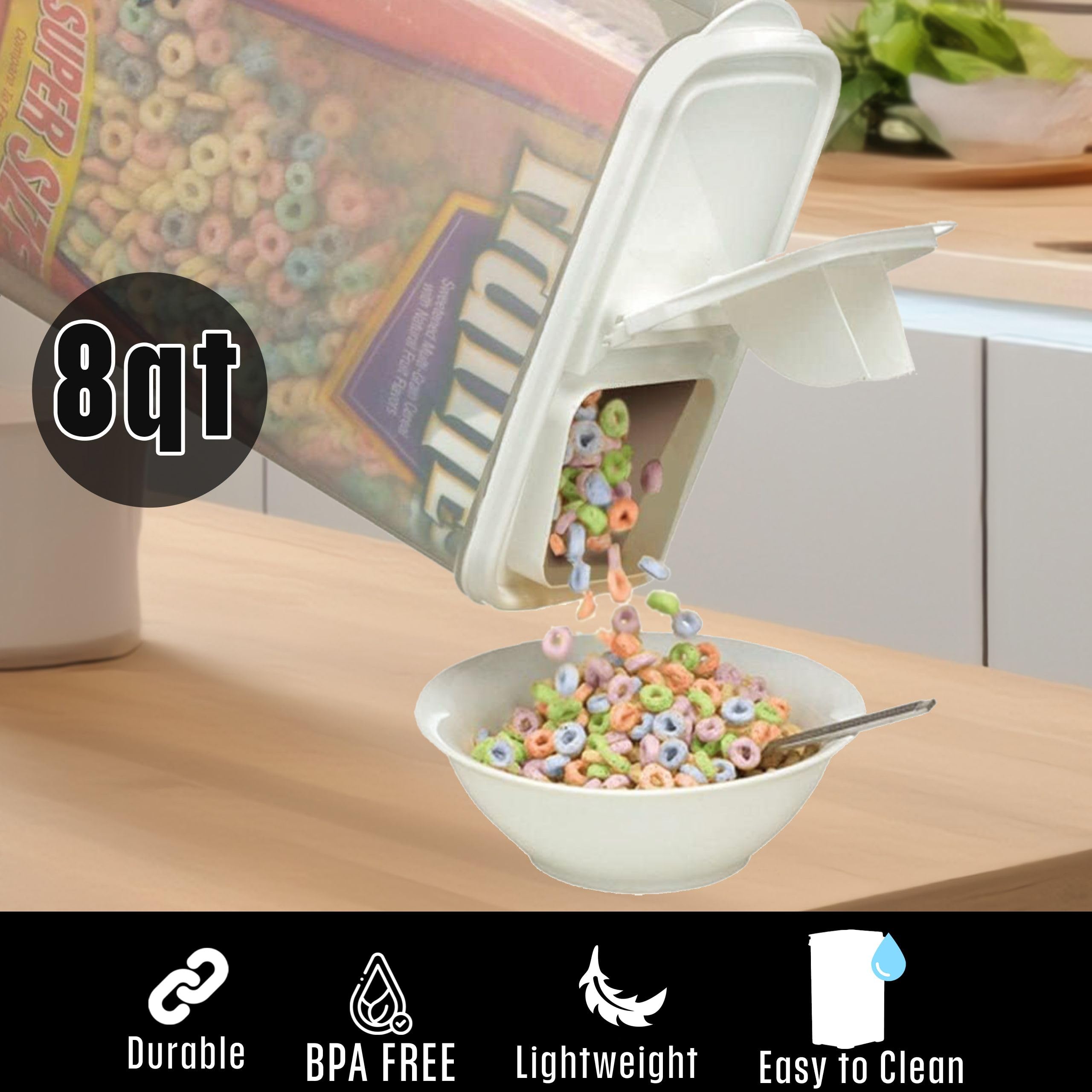 Buddeez wide lid opening makes scooping flour or sugar easy