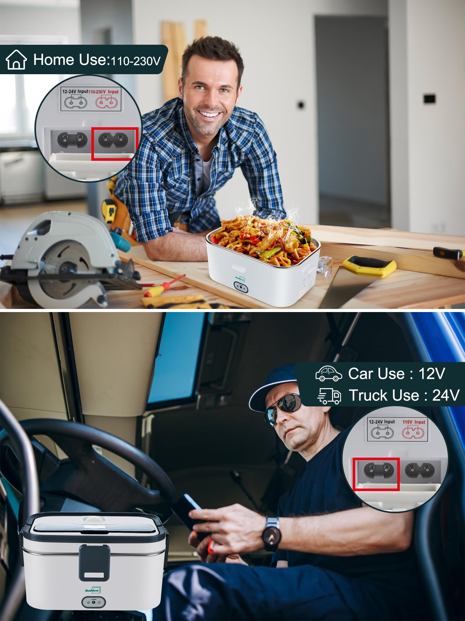 Buddew 3-in-1 power options for home, car, and truck use