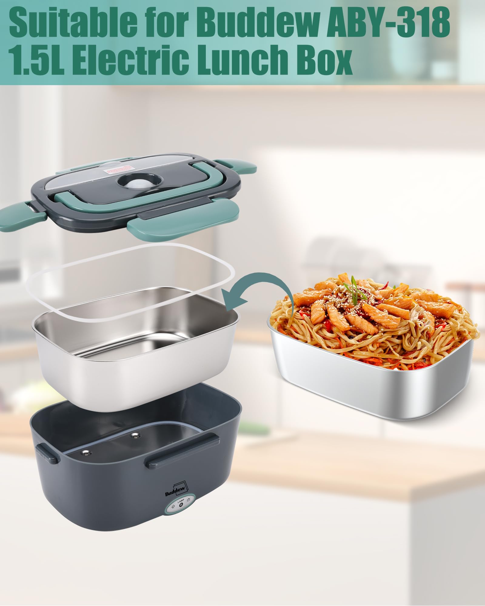 Buddew removable tray with sealed silicone cover keeps meals ready for tomorrow.