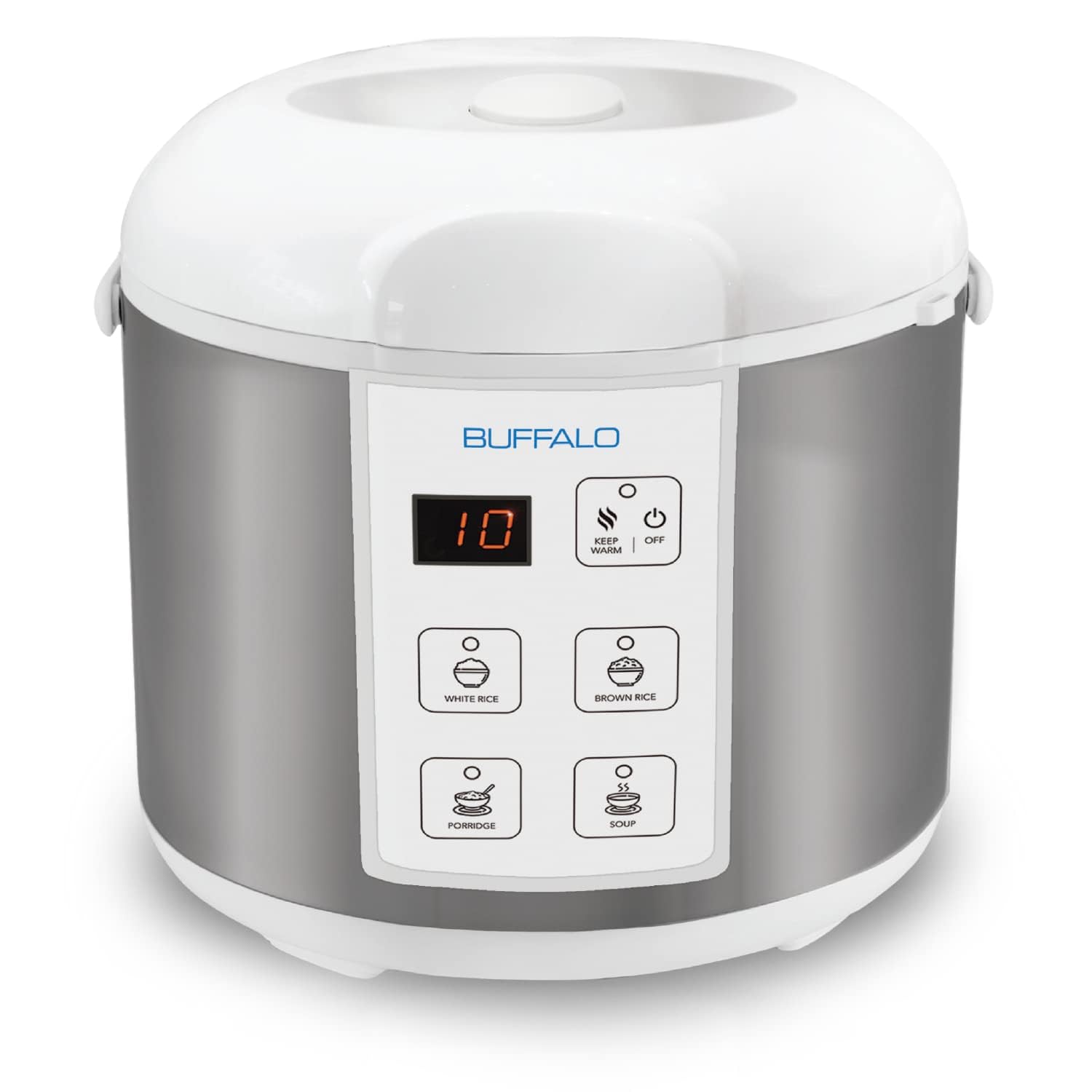 Buffalo Classic rice cooker inner pot with clad stainless steel for durable, non-toxic cooking.
