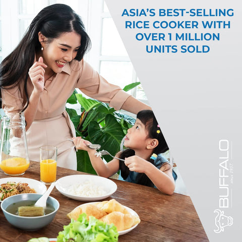 Buffalo Classic keep-warm feature helps keep meals ready to serve.