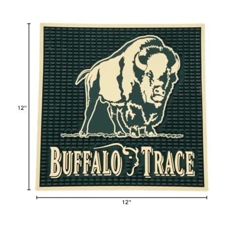 Buffalo Trace bar mat rubber texture detail highlighting stable, easy-clean design for busy bars.