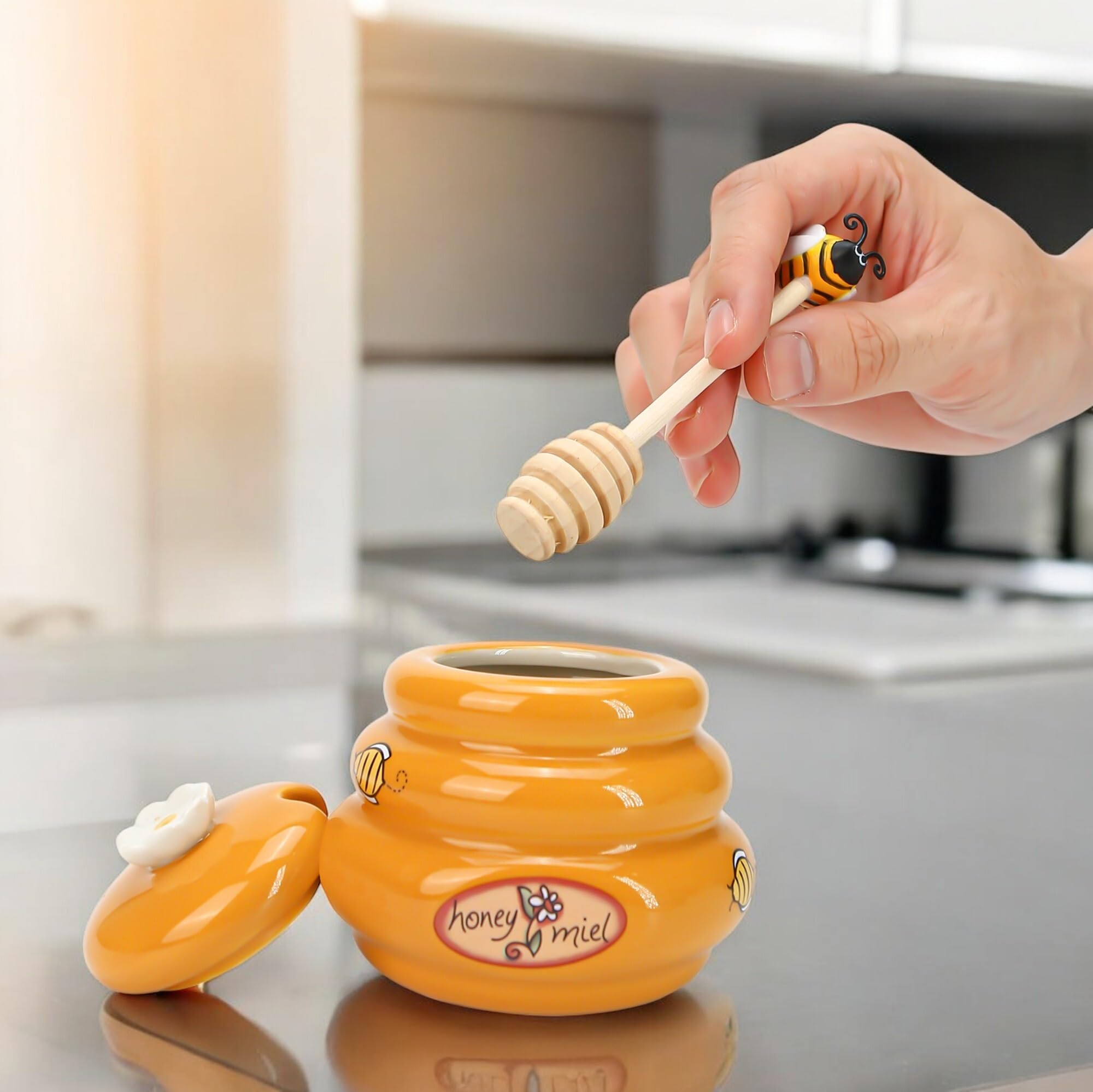 Honey served over biscuits for a warm treat.