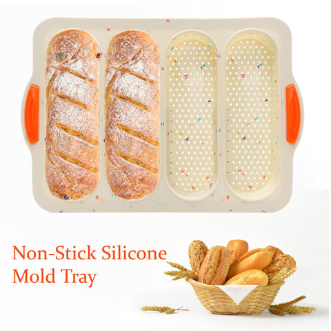 Oven-to-dishwasher safe BuleVina baguette pan for flexible kitchen use.