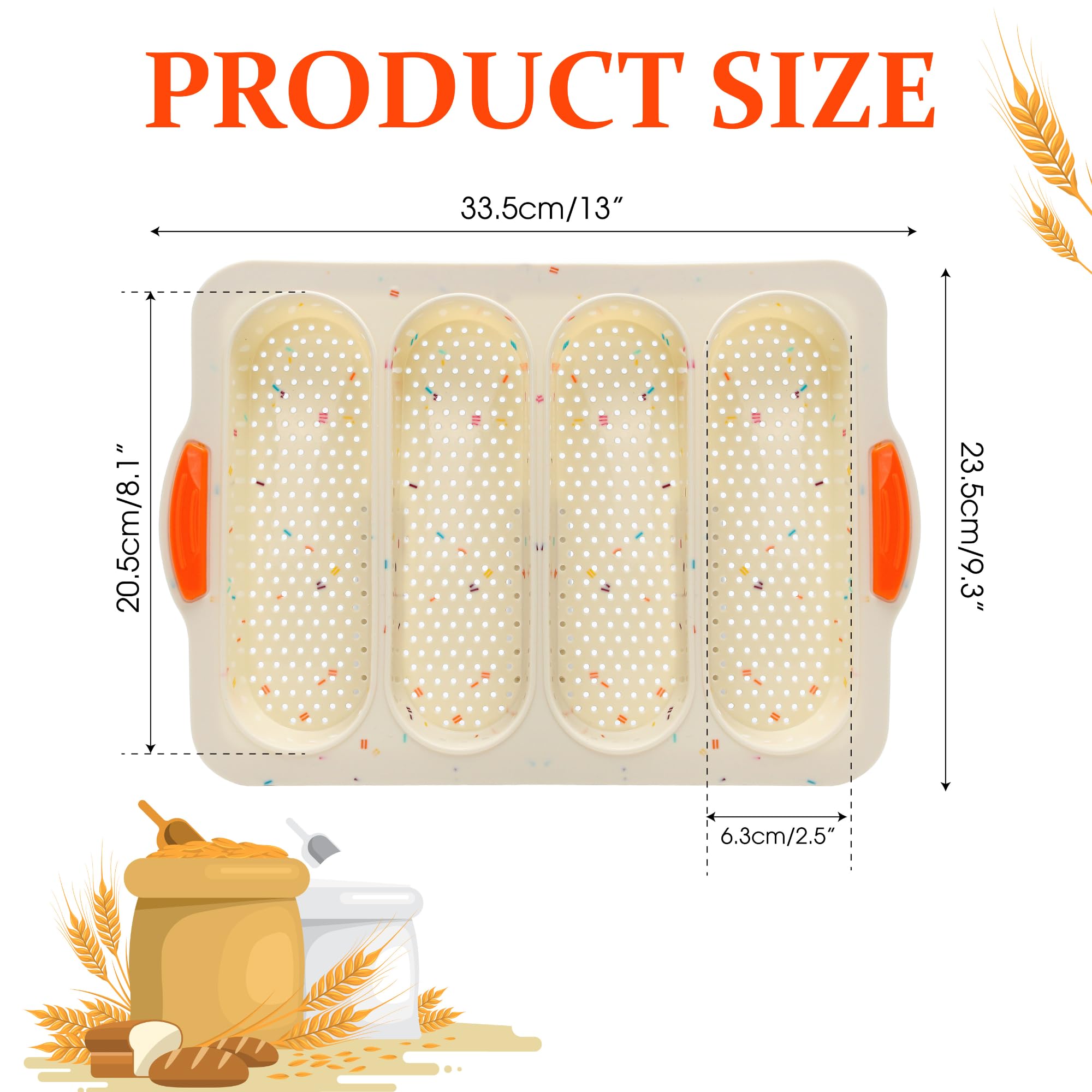 BuleVina silicone mould tray with 4 compartments ideal for baguettes and hoagies.