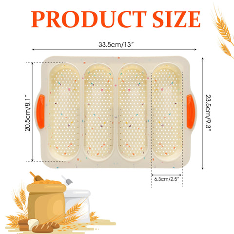BuleVina silicone mould tray with 4 compartments ideal for baguettes and hoagies.