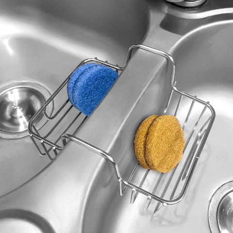BuleVina stainless steel sponge holder for sink keeps sponges dry and accessible