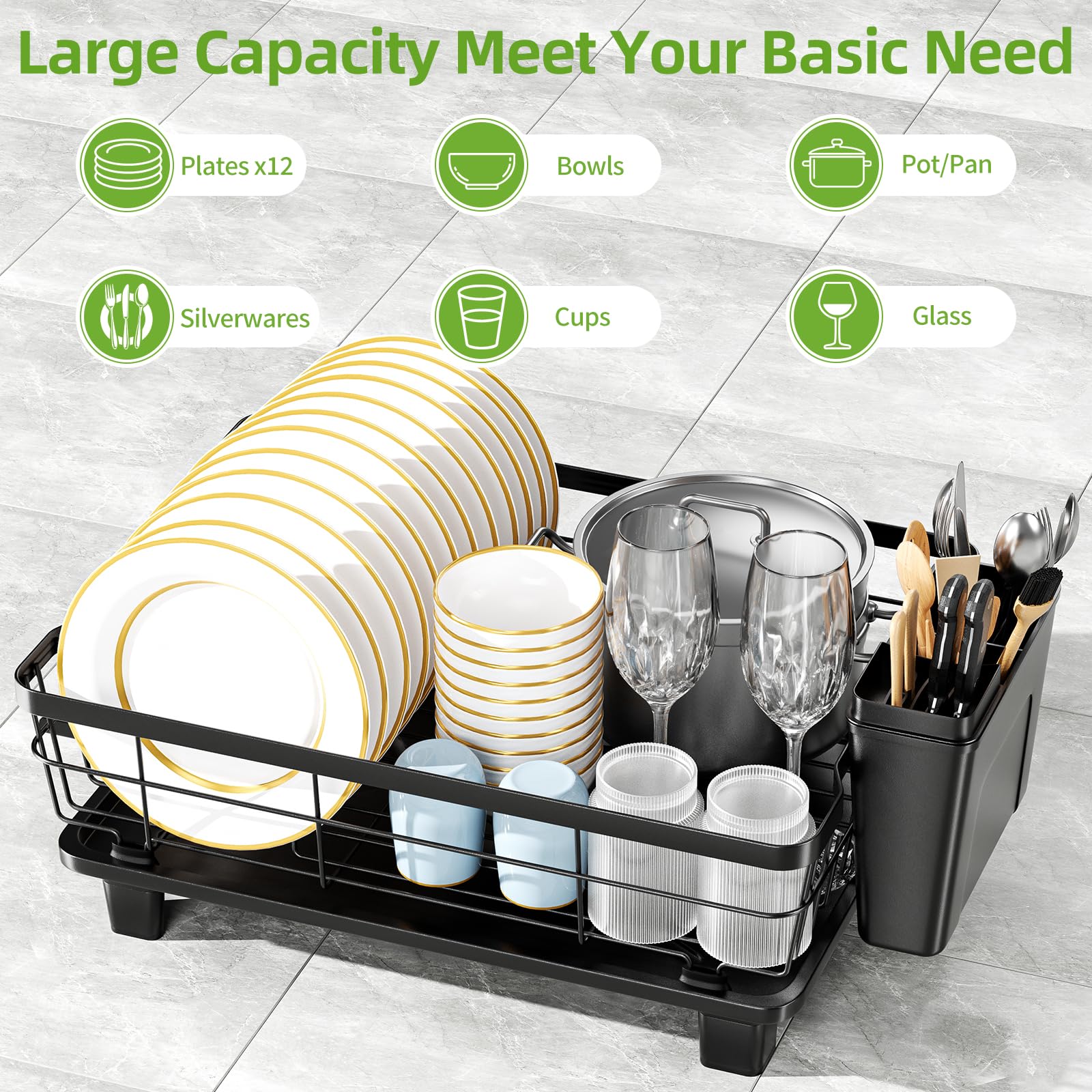 BULIJUJU rack’s four silicone legs prevent slipping on countertops.