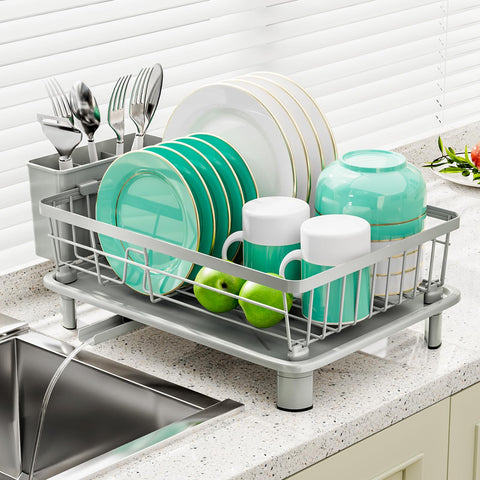 BULIJUJU small dish drying rack compact design for tight countertops and organized drying.