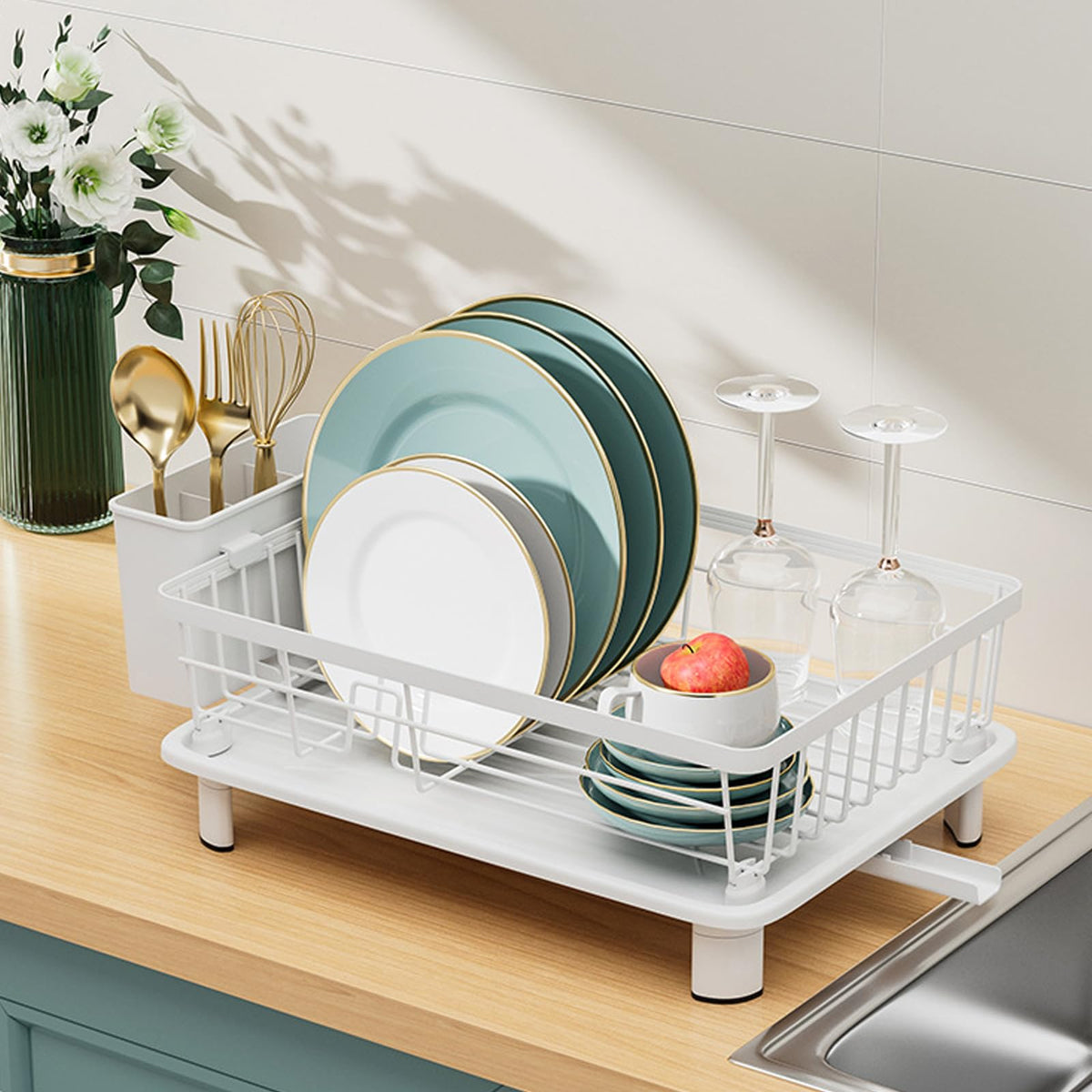 BULIJUJU small dish drying rack front view highlights compact design for organized counters.
