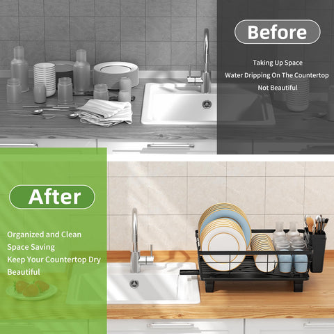 Compact BULIJUJU rack helps maximize kitchen counter space.