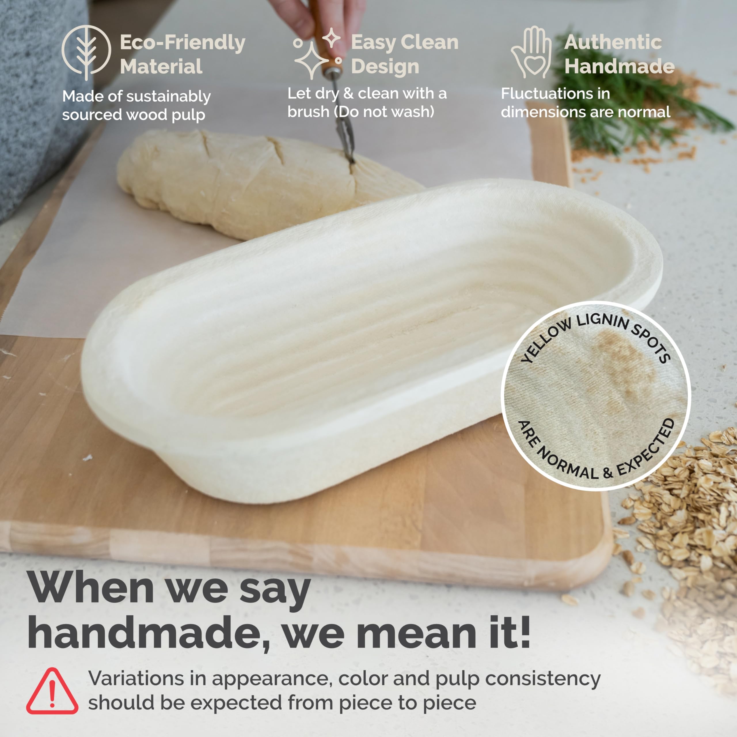 Bulka banneton with non-stick surface for easy dough release.