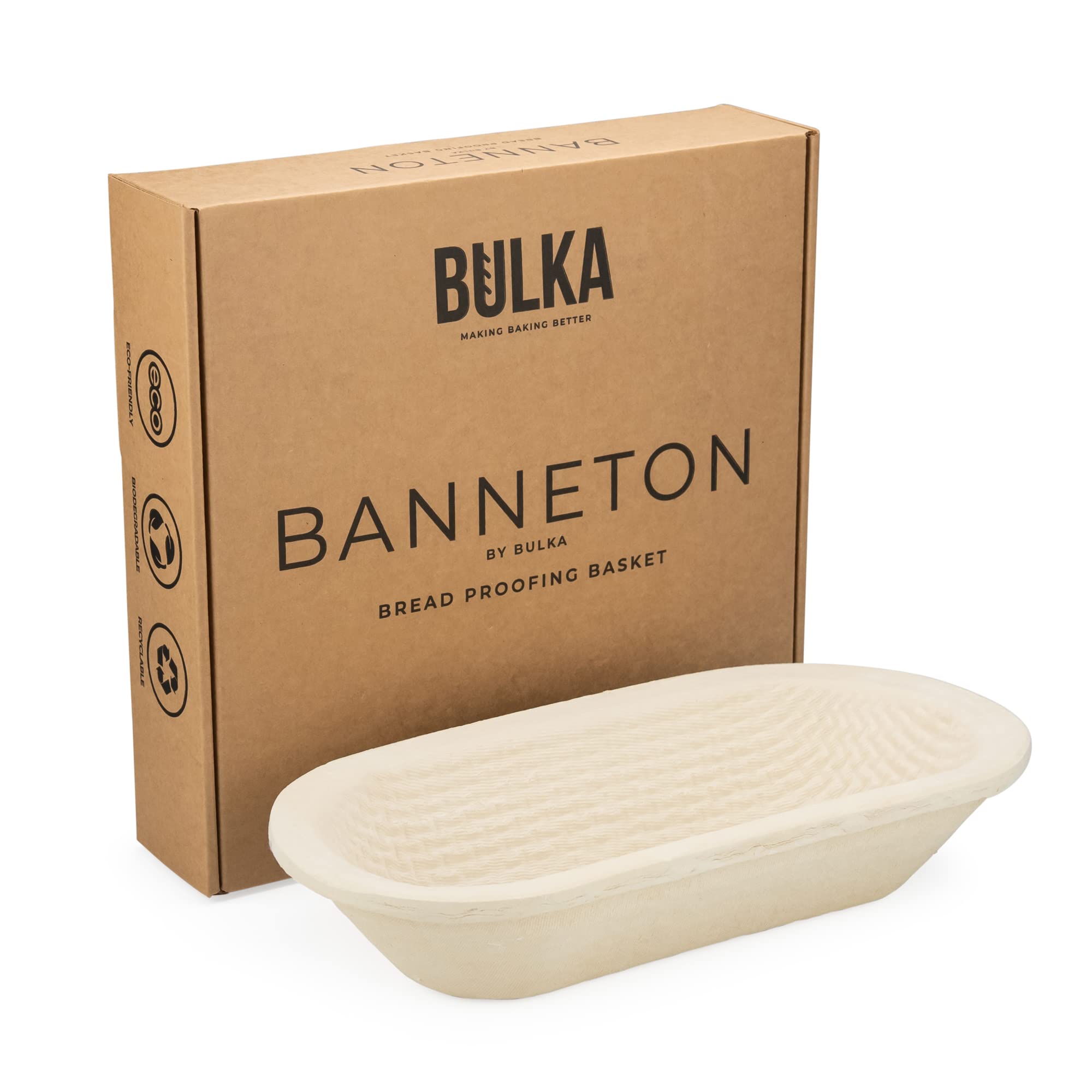 Bulka large oval banneton with generous capacity for 1kg dough and even fermentation