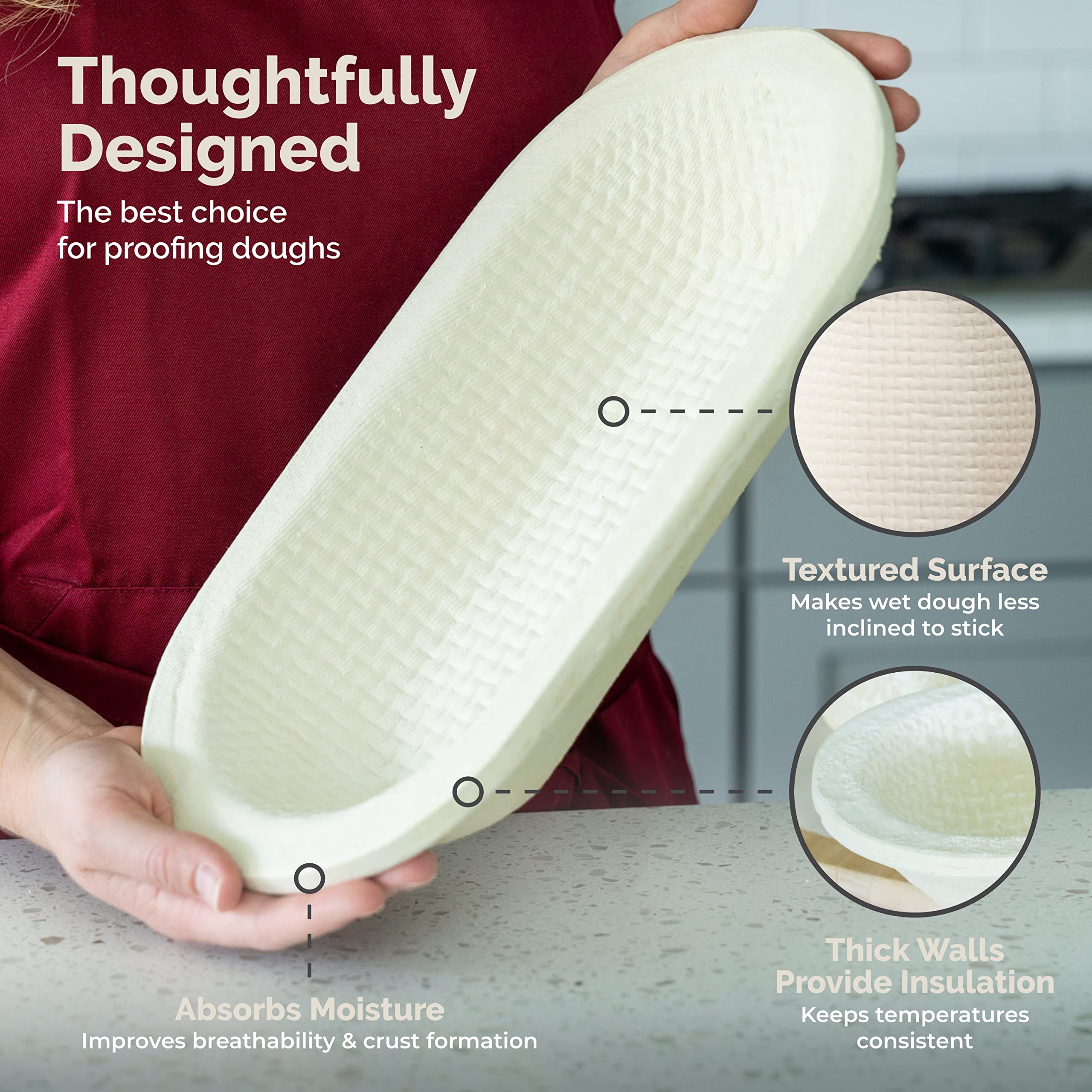 Bulka non-stick brotform ensures easy release and simple cleanup after baking