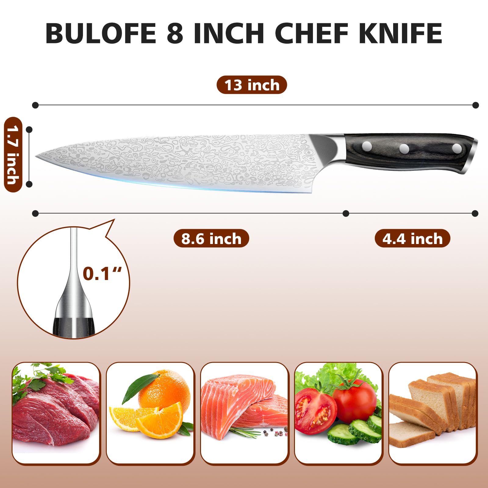 BULOFE laser-engraved blade pattern combines style with visual depth.