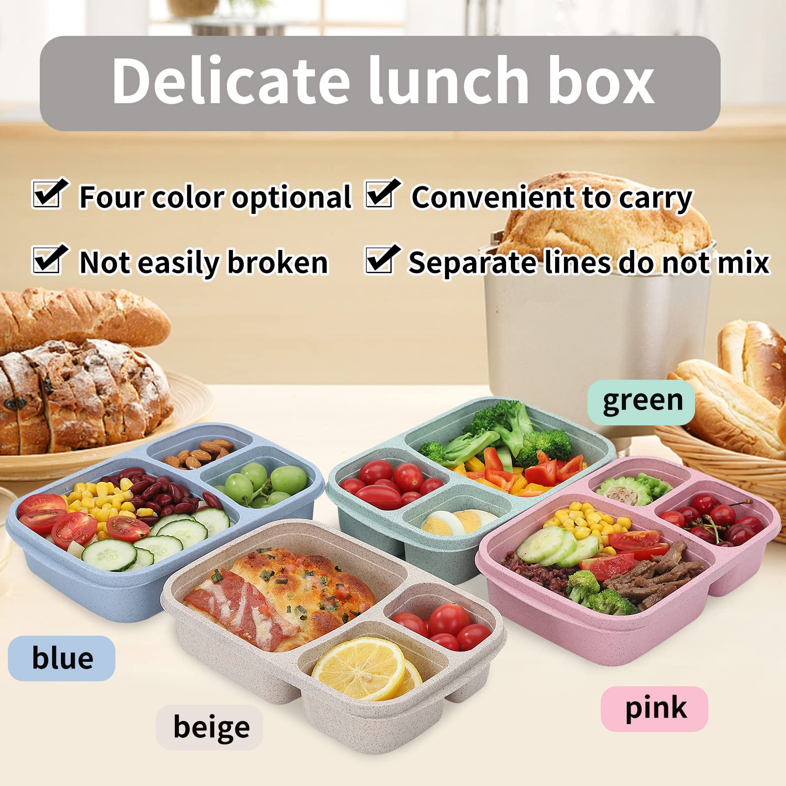 Buluker 4-pack Bento microwave-safe icon indicates quick reheating options.