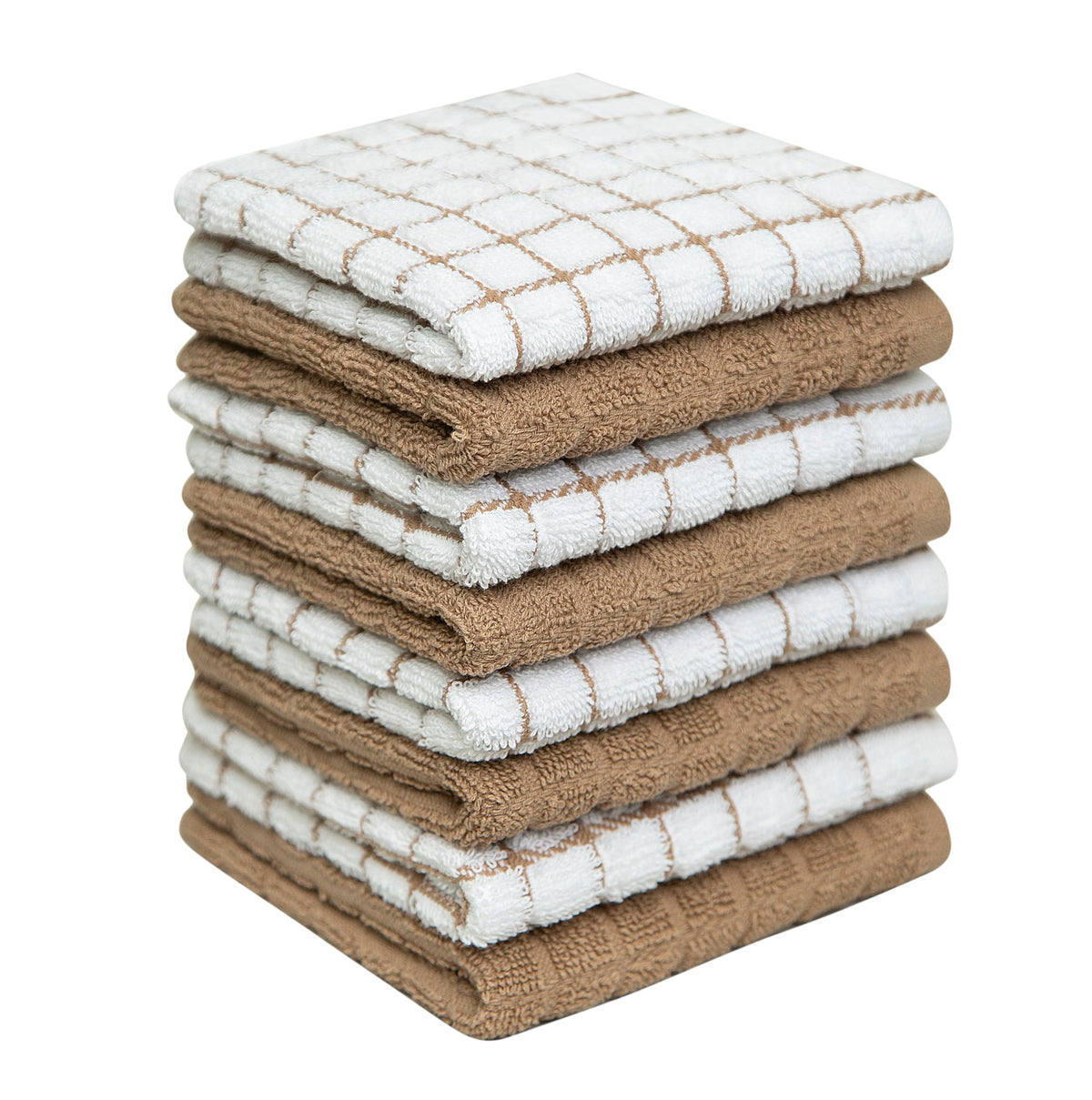 Bumble dish towels 8-pack in tan, ultra-absorbent kitchen linens for spills.