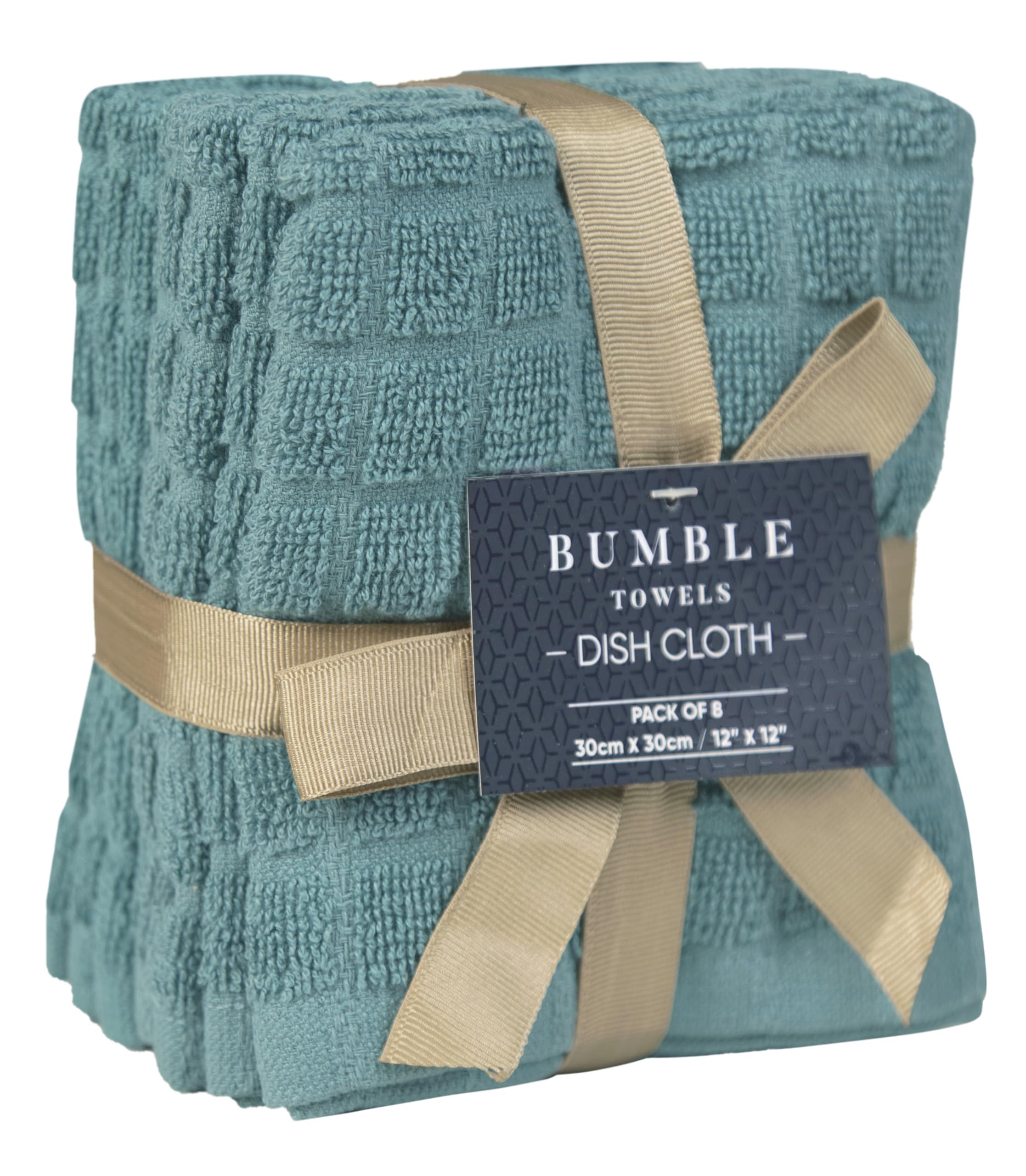 Bumble Towels color assortment in grey, aqua, and tan adds style to any rack