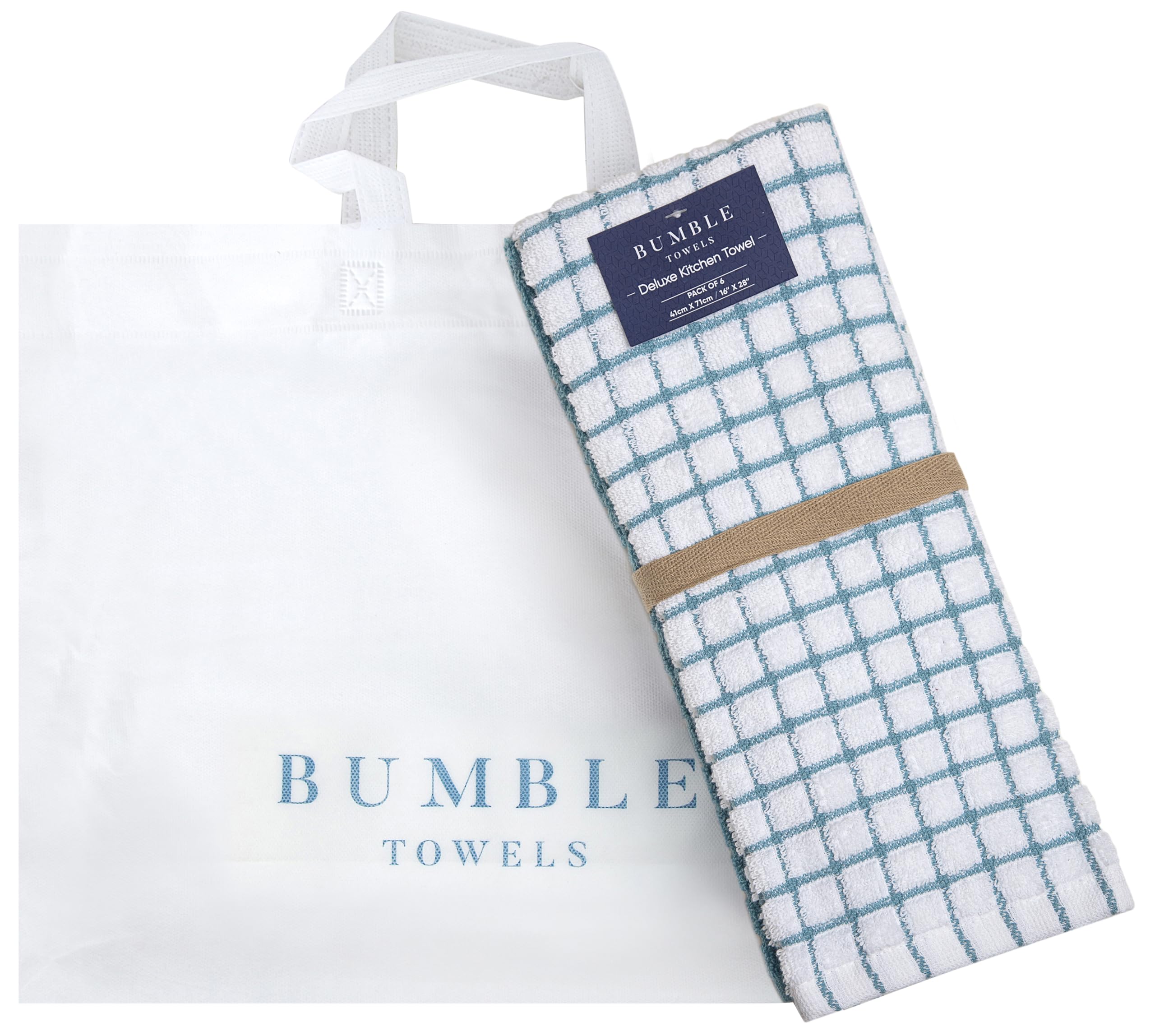 Bumble Towels aqua color adds fresh style to your kitchen.