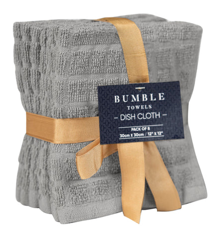Bumble Towels tan dish towels beside sink for quick spill cleanups