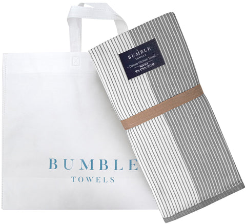 Bumble Towels gift-ready tote bag included for thoughtful housewarming gifts.
