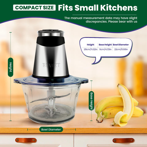 BUMET 8cup glass bowl visualization for easy monitoring during grinding.