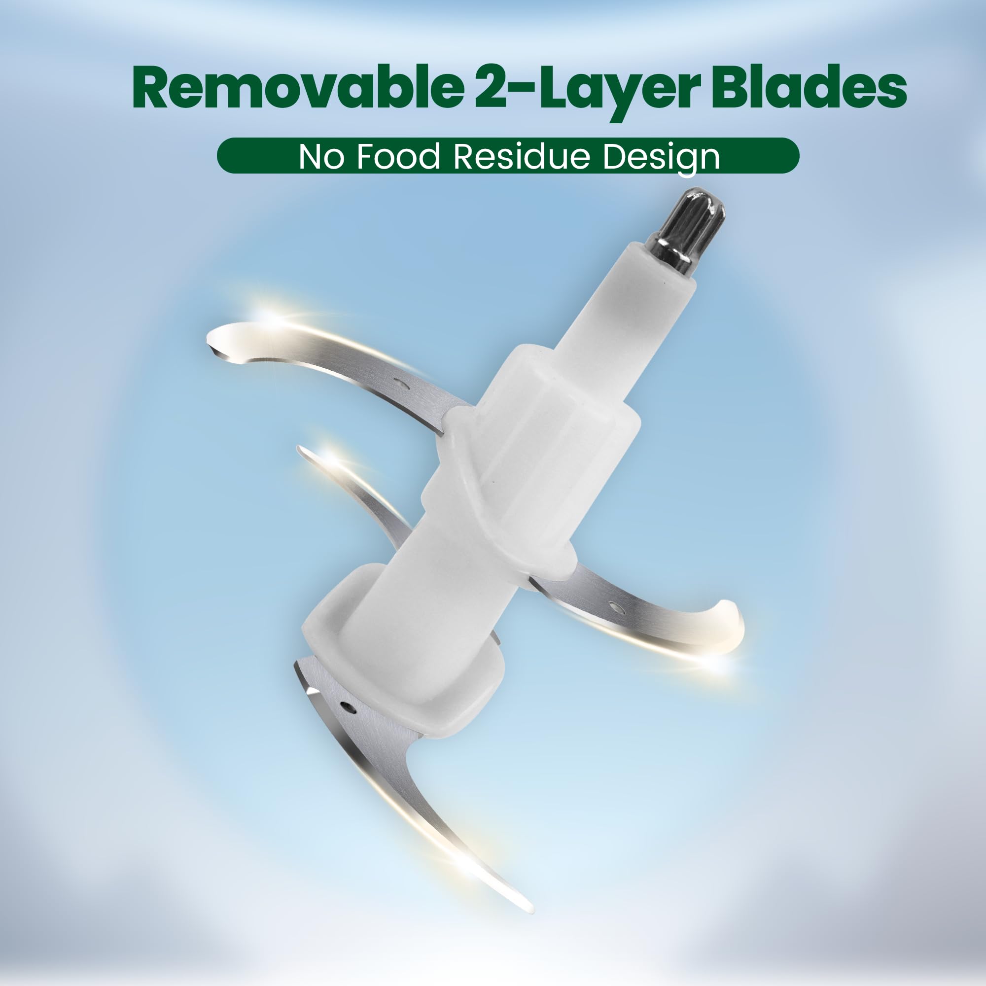 BUMET four-sharp-blade-set provides smooth, even chopping and grinding.