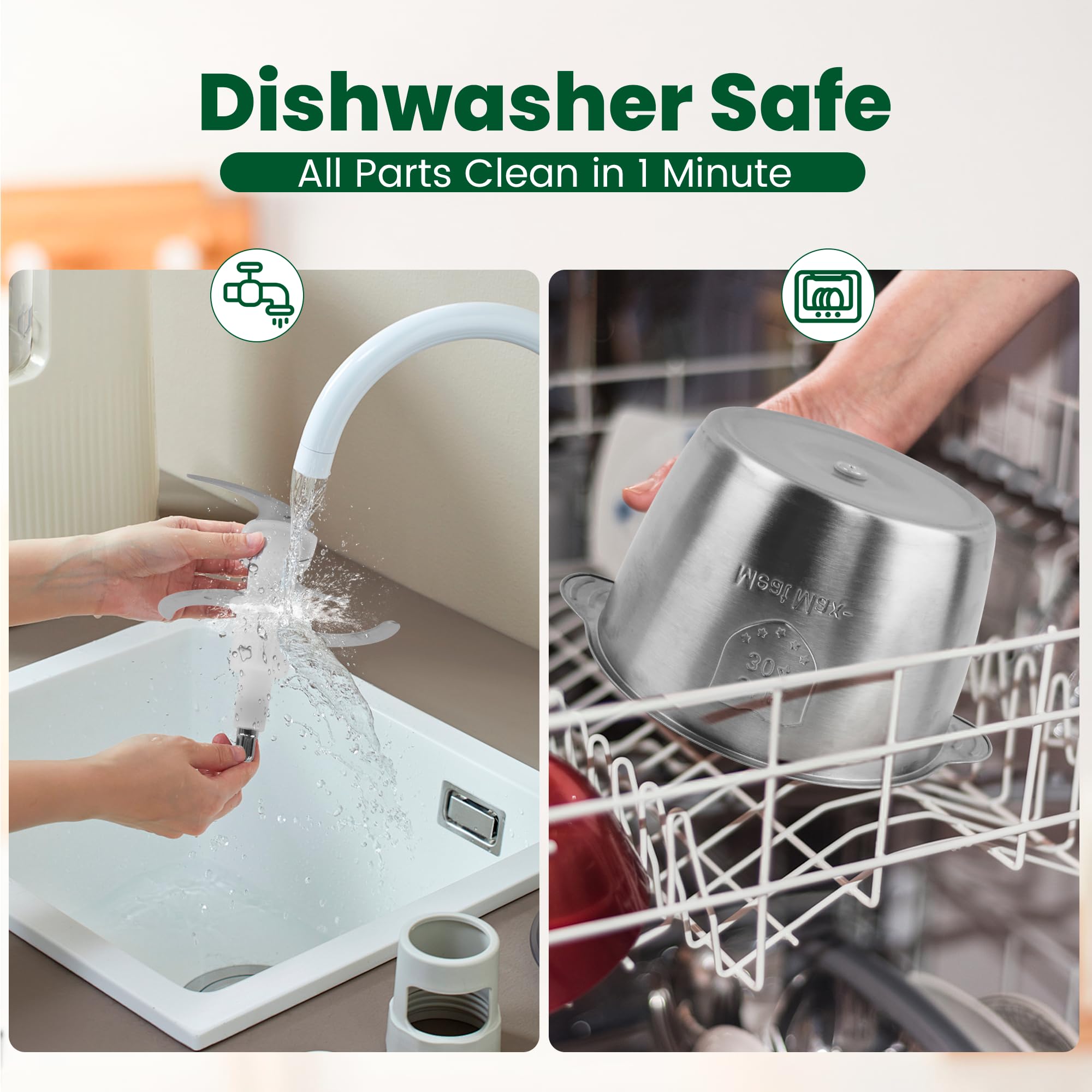 BUMET non-slip base keeps the chopper stable on countertops.