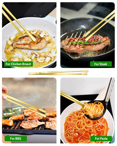 BundlePro 12-inch gold tweezers ideal for safe BBQ flipping
