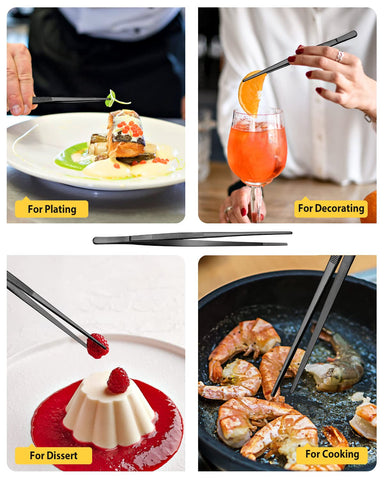 Bundlepro long-handle BBQ tweezers aid flipping and grilling with ease.