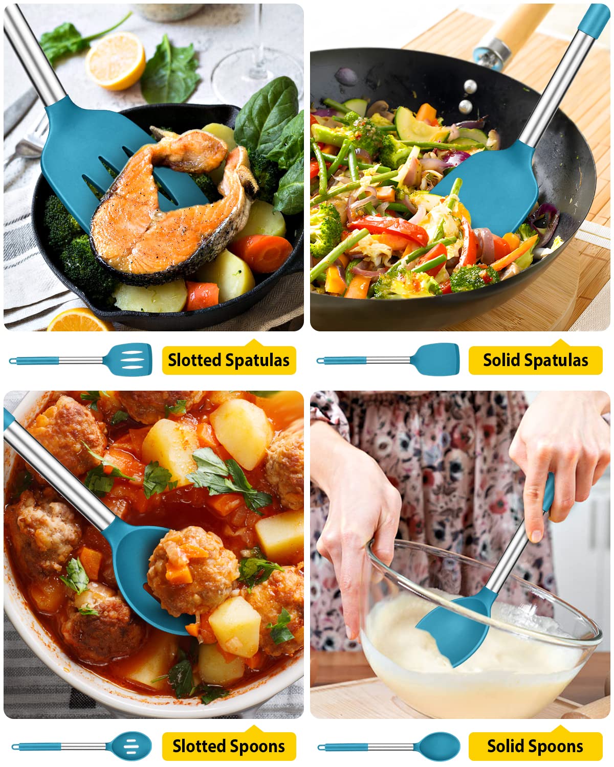 BundlePRO blue slotted spoons, drain excess liquids quickly.