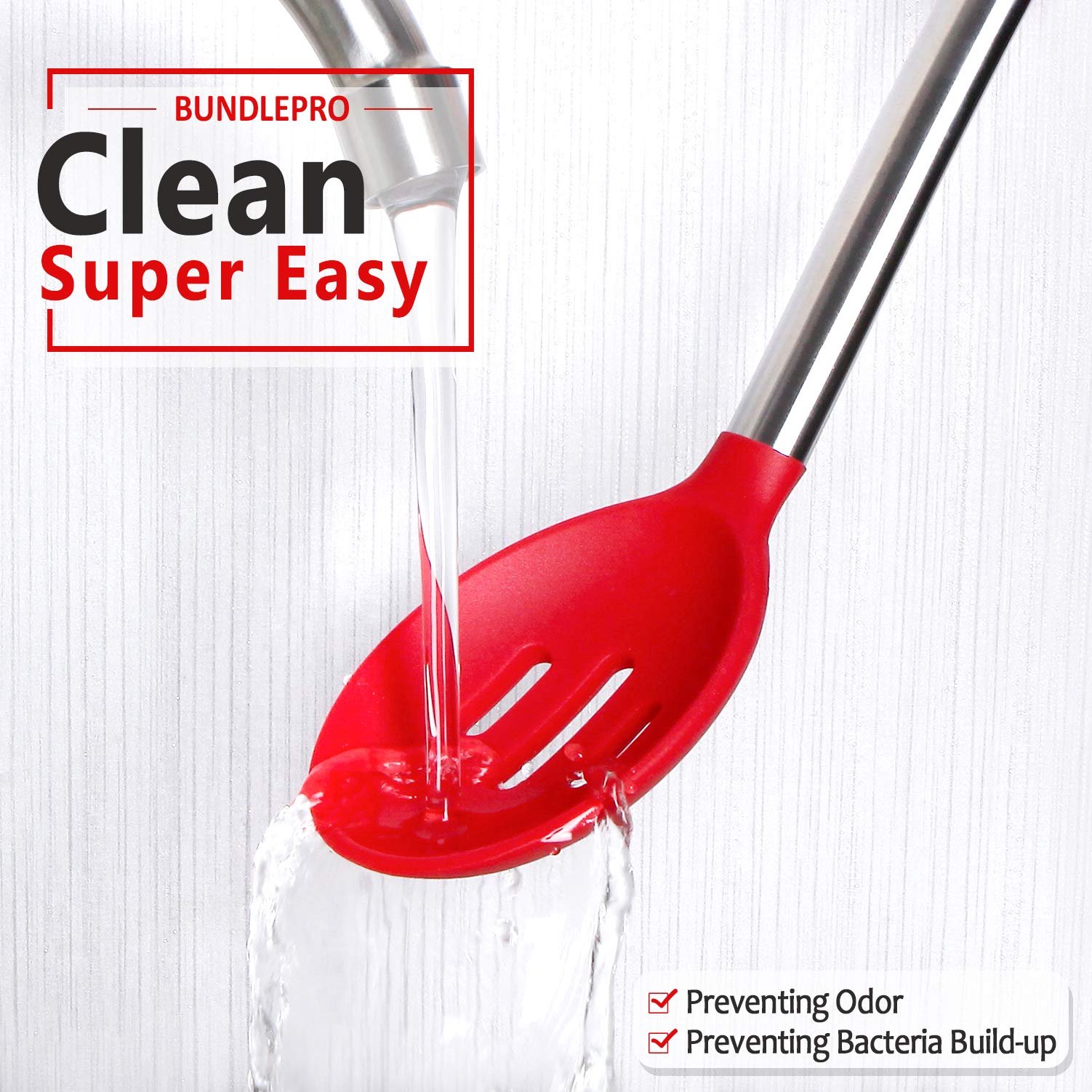 Bundlepro easy-clean design with hang hole for quick drying and storage.