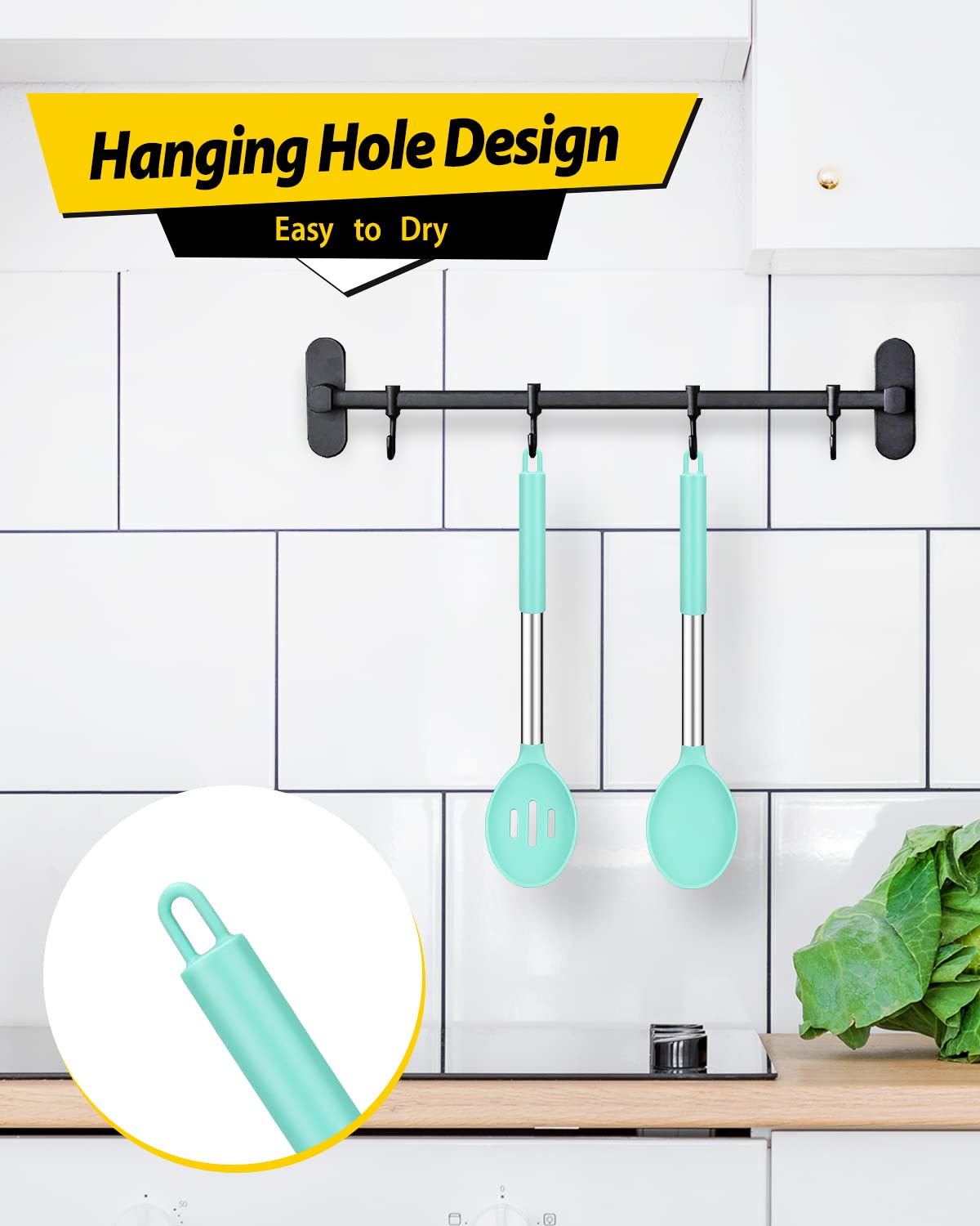 BUNDLEPRO heat-resistant handle spoons stay cool while lifting hot sauces