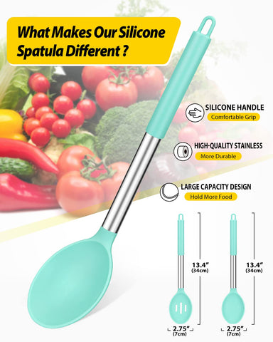 BUNDLEPRO large silicone spoon for draining water and serving foods efficiently