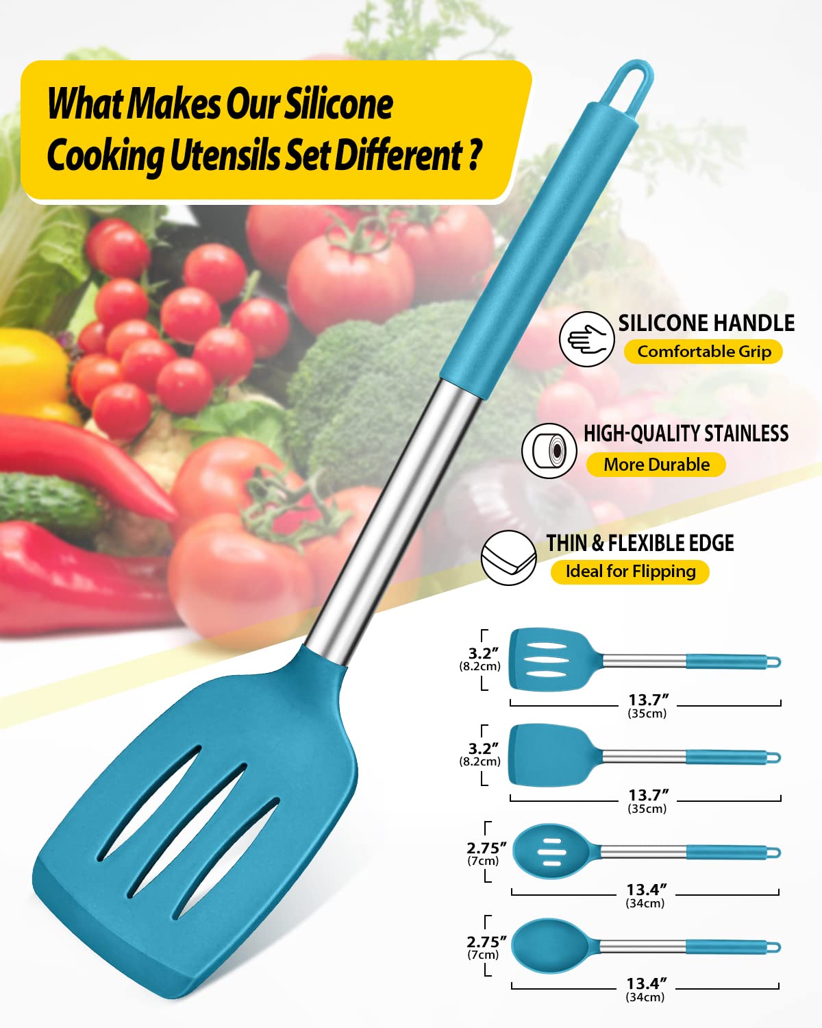 BundlePRO large solid spatulas, heat-resistant and ideal for flipping delicate foods.