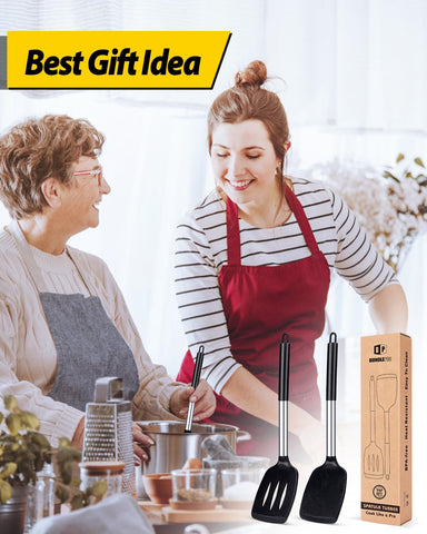 BundlePro 2-pack silicone spatulas bring versatile function to baking, frying, and serving.