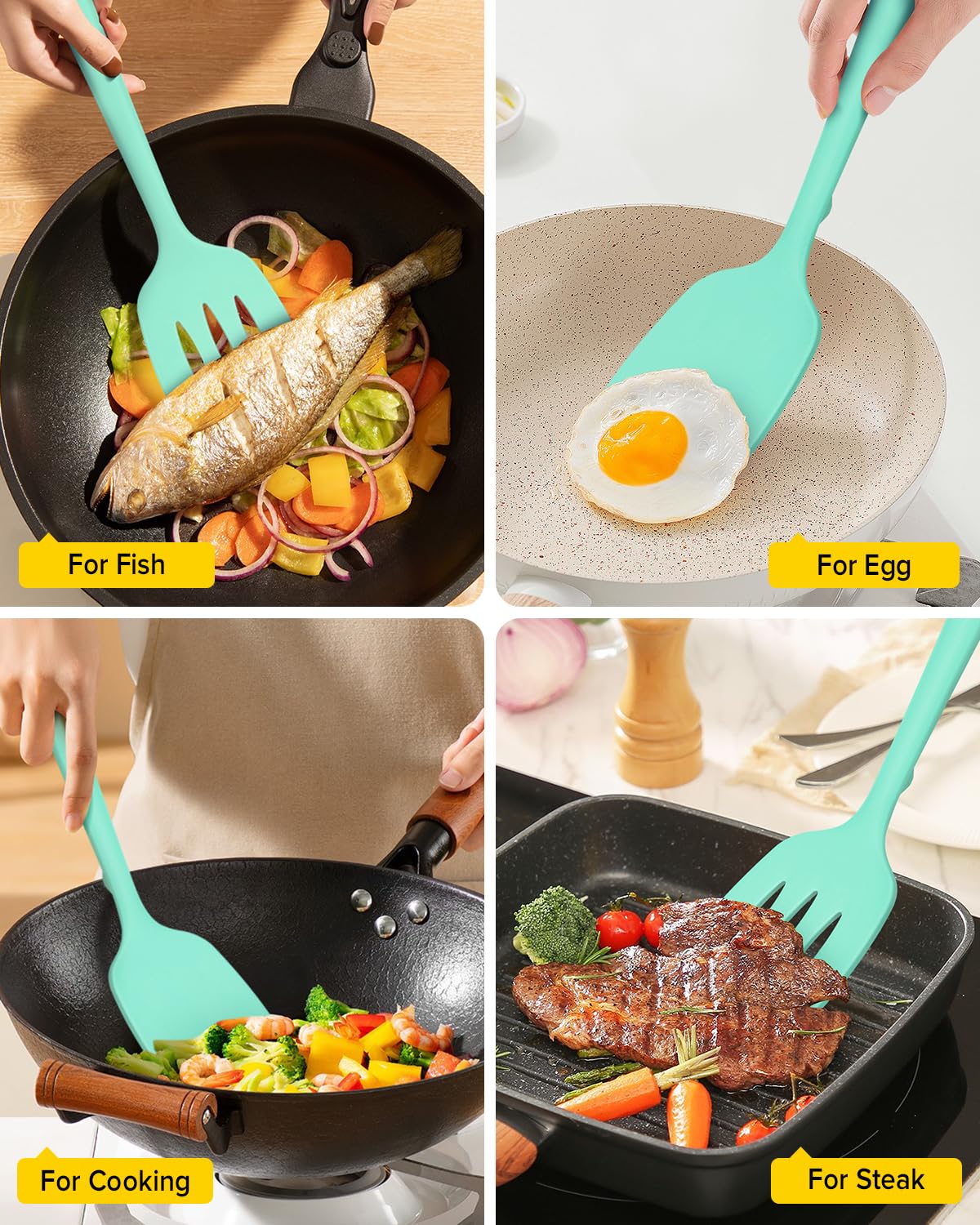 BundlePro non-stick-safe spatula green protects coatings during cooking