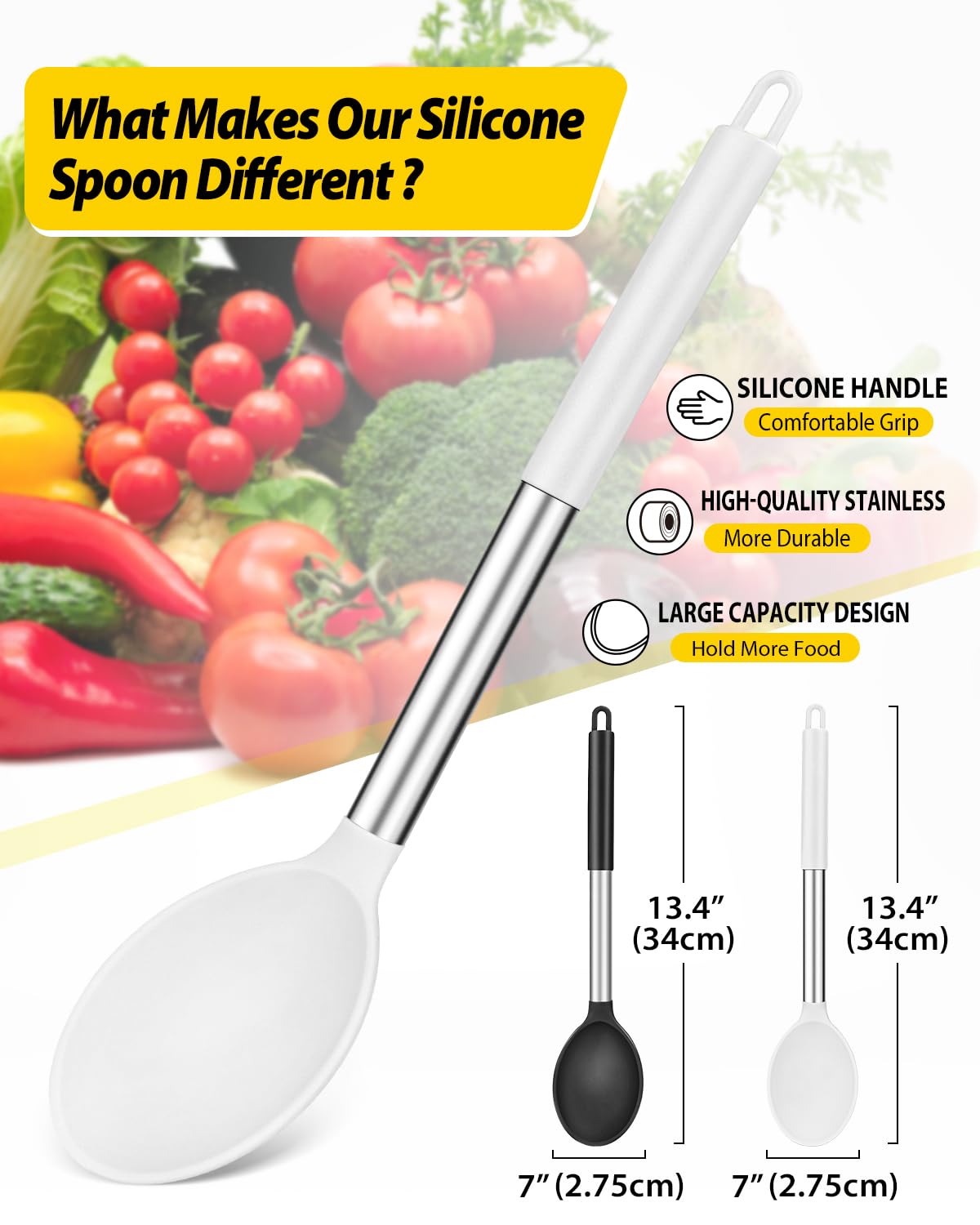 Bundlepro solid silicone spoons ideal for basting and serving sauces
