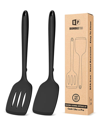 BundlePro silicone spatula pack slotted, heat resistant for easy flipping.