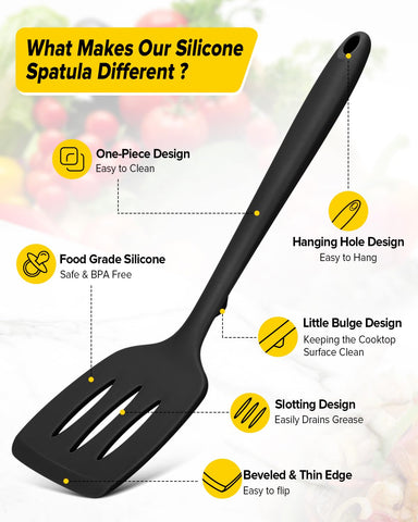 BundlePro solid silicone spatula for nonstick cookware and precise turning.
