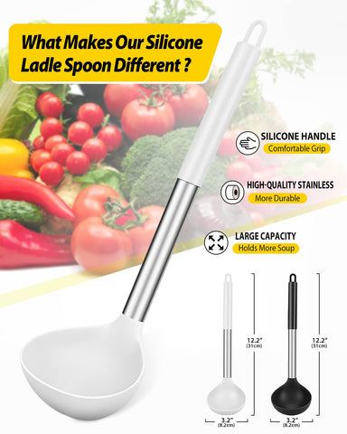 Close-up of BundlePro ladle head showing soft silicone surface to prevent coating scratches.