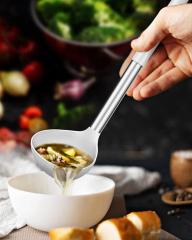 BundlePro ladle with 18-8 stainless steel handle for durability and steady grip.