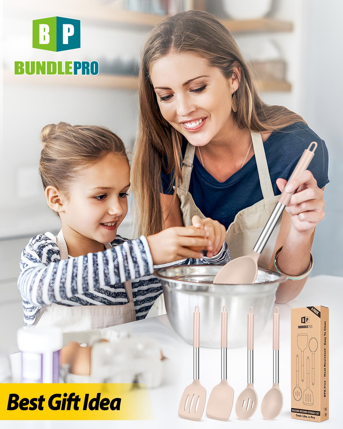 BUNDLEPRO hanging-hole storage design dries utensils neatly.