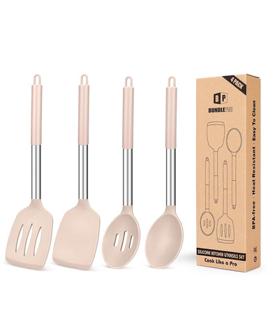 BUNDLEPRO silicone spatulas solid, safe for nonstick pans and versatile for flipping and stirring.