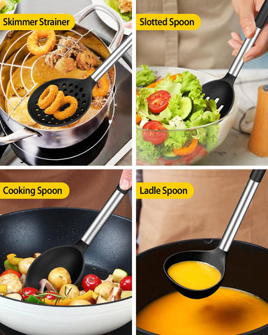 Bundlepro slotted skimmer drains water quickly during cooking.