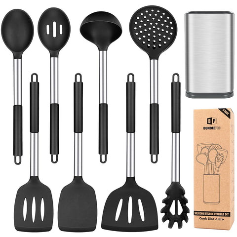 Bundlepro silicone spatula for safe nonstick cooking and protection of coatings.