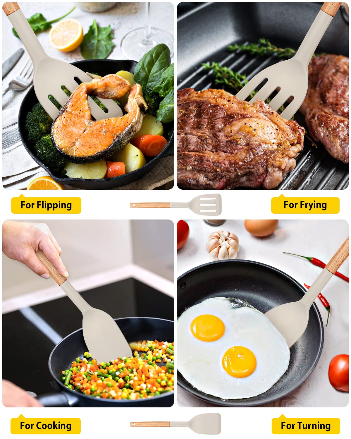BundlePro silicone head protects non-stick coatings and cooks evenly