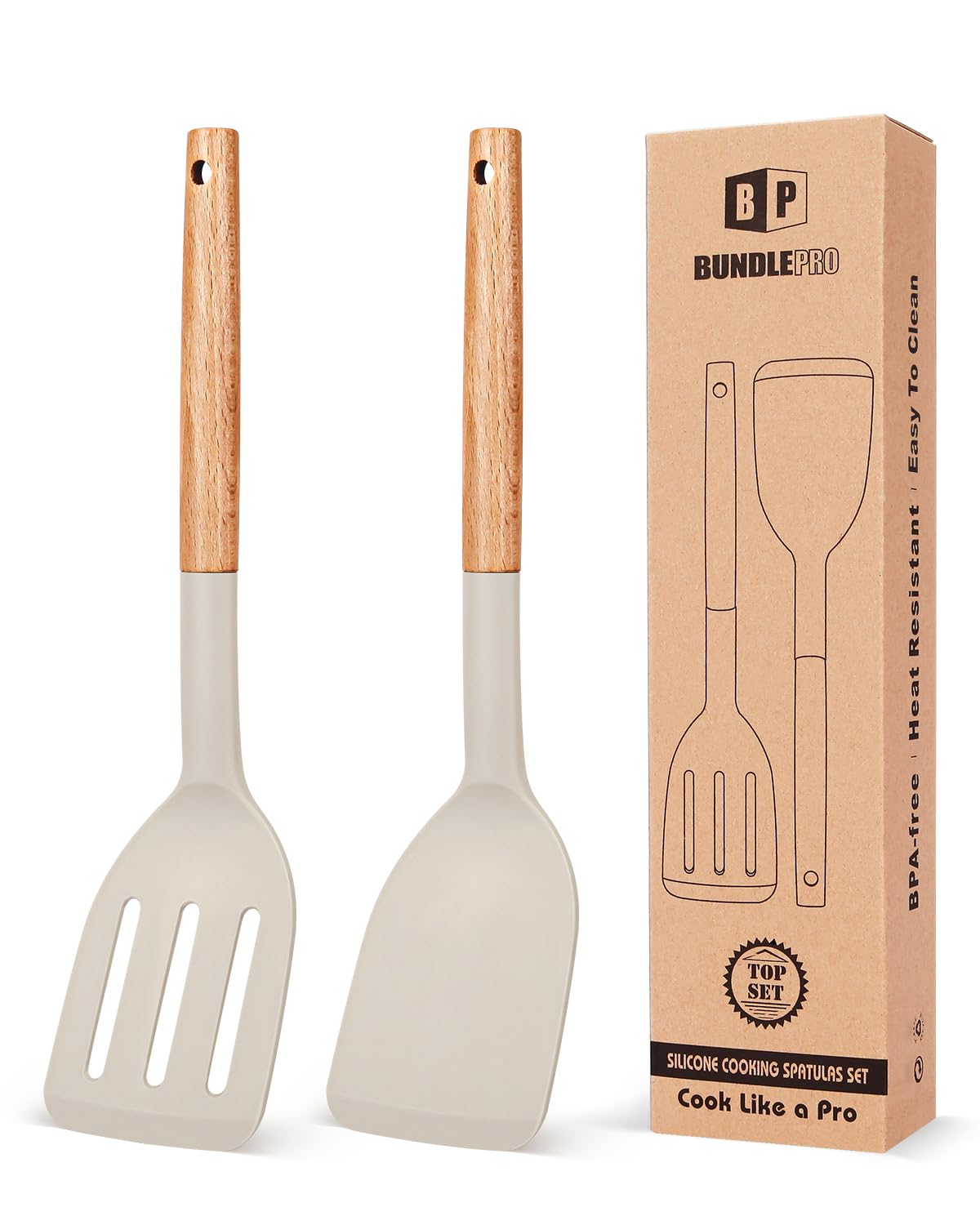 BundlePro silicone spatula heat-resistant solid turner for non-stick pans